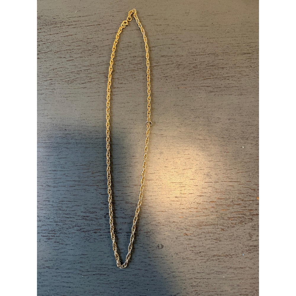 Vintage Gold Tone Rope Chain Necklace 24 Inch Classic Twisted Link Jewelry